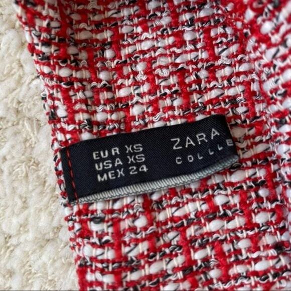 ZARA Tweed Shift Dress Red Size XS - Picture 4 of 6